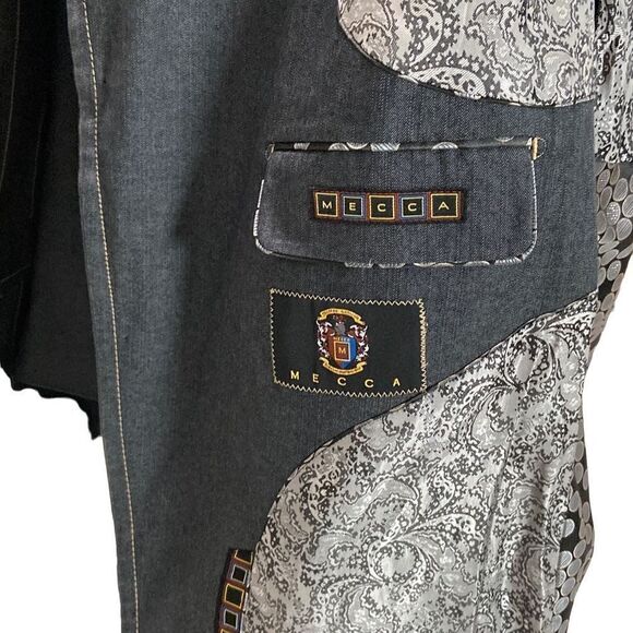 VTG Mecca Gray 3 Button Suit Jacket Tan Piping Sz 52L 48” W Italian Inspired - Picture 3 of 7